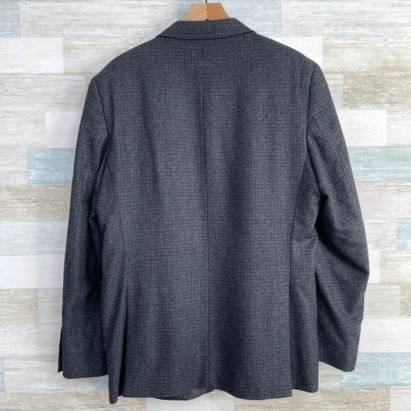Jos A Bank Reserve Tollegno 1900 Sport Coat Gray Micro Windowpane Tweed Mens 46L - Picture 5 of 10